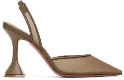 Amina Muaddi Taupe Holli Mesh Sling 95 Heels In Brown