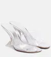 Amina Muaddi Metallic Open-toe Sandals With Sculptural Heel In Transparent