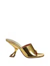 Amina Muaddi 90mm Taylor Metallic Leather Mule Pumps In Gold