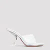 Amina Muaddi Metallic Open-toe Sandals With Sculptural Heel In Transparent