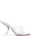 Amina Muaddi Metallic Open-toe Sandals With Sculptural Heel In Gray