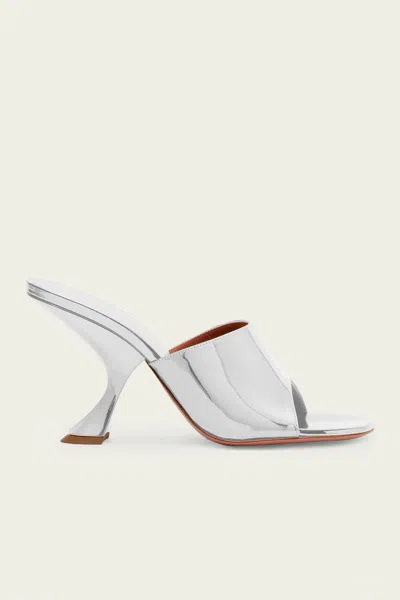 Amina Muaddi Taylor Slipper 90 In Silver Mirror In White