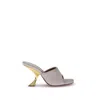 Amina Muaddi Taylor Sandals Geometric Heel In Gray