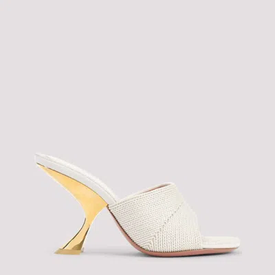 Amina Muaddi Taylor Woven 90 Slipper Sandals In Gold