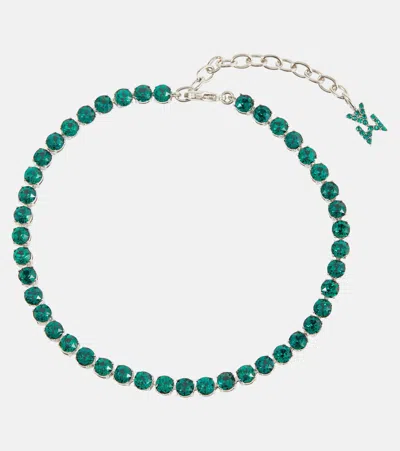 Amina Muaddi Tennis Crystal-embellished Anklet In Emerald