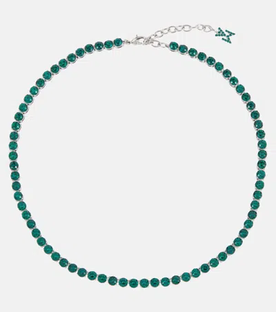 Amina Muaddi Tennis Crystal-embellished Necklace In Emerald