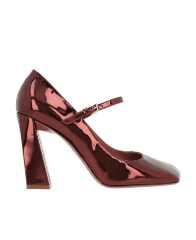 Amina Muaddi Thick Heeled High Heels In Red