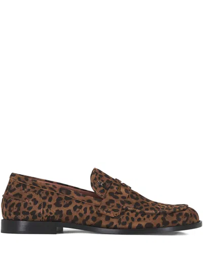 Amina Muaddi Tilda Leopard-pattern Loafers In Brown
