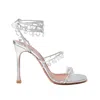 Amina Muaddi Tina 105 Embellished Metallic-leather Sandals In Silver