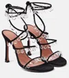 Amina Muaddi Tina Embellished Leather Sandals In Black
