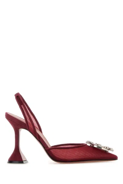 Amina Muaddi Tiziano Mesh Slingback Pumps With Slim Heel In Multi