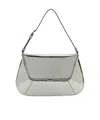 Amina Muaddi Ami Mini Frame Metallic Leather Shoulder Bag In Gray