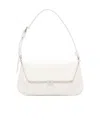 Amina Muaddi Women Black Leather Ami Shoulder Bag In White