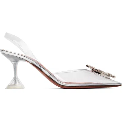 Amina Muaddi Transparent Begum Glass Sling 70 Heels In White