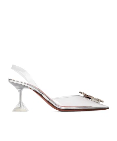 Amina Muaddi Transparent Begum Glass Sling 70 High-heeled Sandals In White