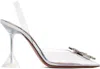 Amina Muaddi Transparent Begum Glass Sling 95 Heels In Transparent