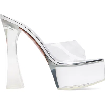 Amina Muaddi Transparent Dalida Glass Plateau Slipper 140 Heeled Sandals In White