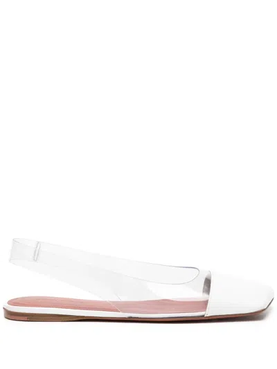 Amina Muaddi Ane Slingback Leather Ballet Flats - Women's - Rubber/calf Leather/calf Leatherrubber In White