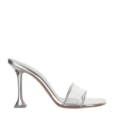 Amina Muaddi Transparent High-heeled Sandals In White