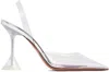Amina Muaddi Transparent Holli Glass Sling Heels In White