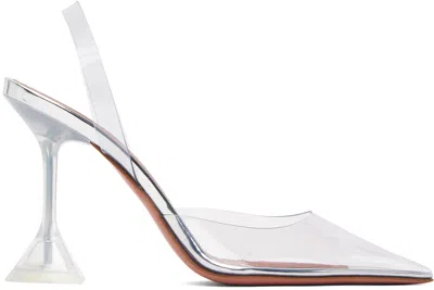Amina Muaddi Transparent Holli Glass Sling Heels In White