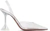 Amina Muaddi Transparent Pvc Holli Glass Pointed Toe Slingback Pumps In White