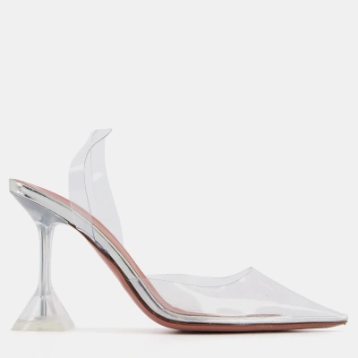 Pre-owned Amina Muaddi Transparent Holli Slingback Heels Size 36