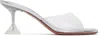 Amina Muaddi Glass Mules In Calf Leather With Sculpted Heel In Transparent