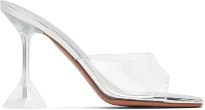 Amina Muaddi Transparent Lupita Glass Slipper Heeled Sandals In Silver