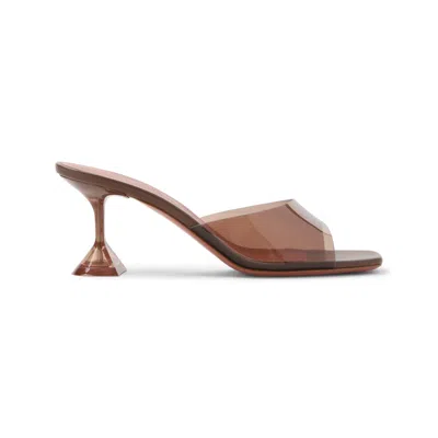 Amina Muaddi Transparent Mules In Brown