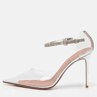Pre-owned Amina Muaddi Transparent Pvc And Leather Ursina Pumps Size 39