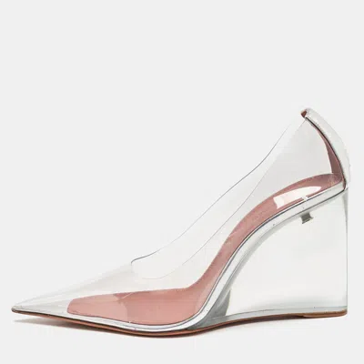 Amina Muaddi Transparent Pvc Ane Wedge Pumps In White