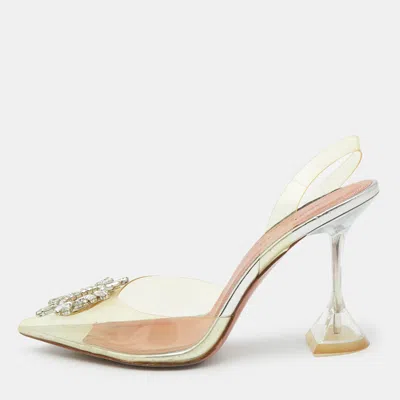 Pre-owned Amina Muaddi Transparent Pvc Begum Pointed Toe Pumps Size 39