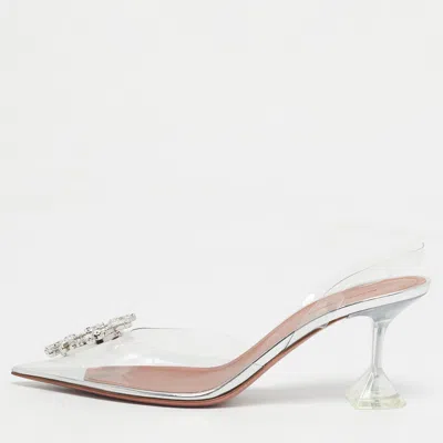 Pre-owned Amina Muaddi Transparent Pvc Begum Slingback Pumps Size 39