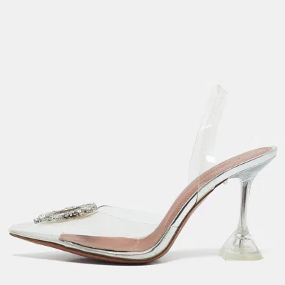 Pre-owned Amina Muaddi Transparent Pvc Begum Slingback Pumps Size 40