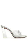 Amina Muaddi Transparent Pvc Bella Mules In Gray