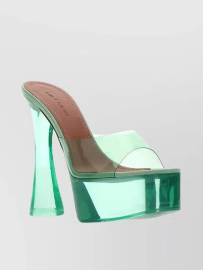 Amina Muaddi Transparent Pvc Glass Sandals Platform In Green