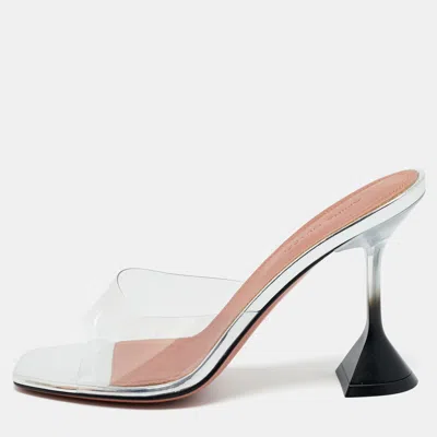Pre-owned Amina Muaddi Transparent Pvc Lupita Slide Sandals Size 37