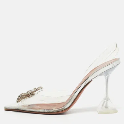 Pre-owned Amina Muaddi Transparent Pvc Rosie Pumps Size 35.5