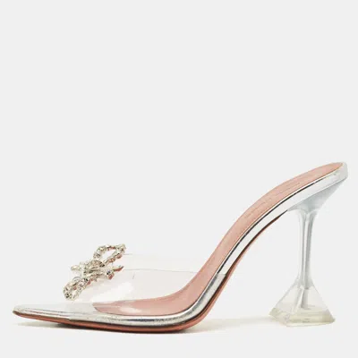 Pre-owned Amina Muaddi Transparent Pvc Rosie Slide Sandals Size 38