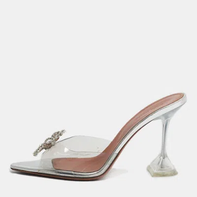 Pre-owned Amina Muaddi Transparent Pvc Rosie Slide Sandals Size 41