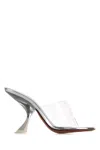 Amina Muaddi Metallic Open-toe Sandals With Sculptural Heel In White