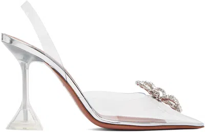 Amina Muaddi Rosie Crystal-embellished Bow-detailed Pvc Slingback Pumps In Animal Print