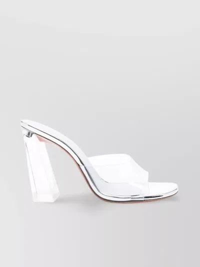 Amina Muaddi Transparent Strap Block Heel Mules