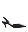 Amina Muaddi Camelia 60 Crystal-embellished Metallic Tweed Slingback Pumps In Black