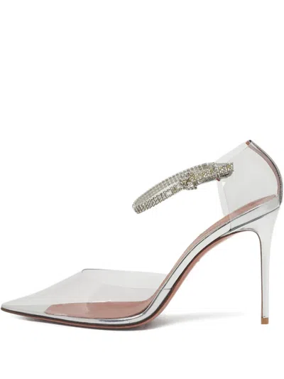 Pre-owned Amina Muaddi Ursina Crystal-embellishments Pumps In White