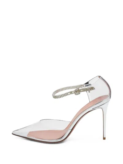 Pre-owned Amina Muaddi Ursina Crystal-embellished Pumps In White
