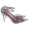 Amina Muaddi Ursina Pumps In Silver Pvc And Patent Leather In Silver