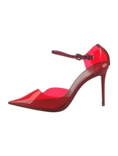 Pre-owned Amina Muaddi Ursina Pvc D'orsay Pumps In Red