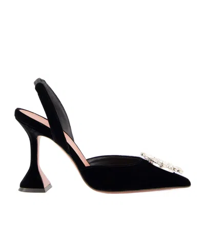 Amina Muaddi Velvet Pumps In Black